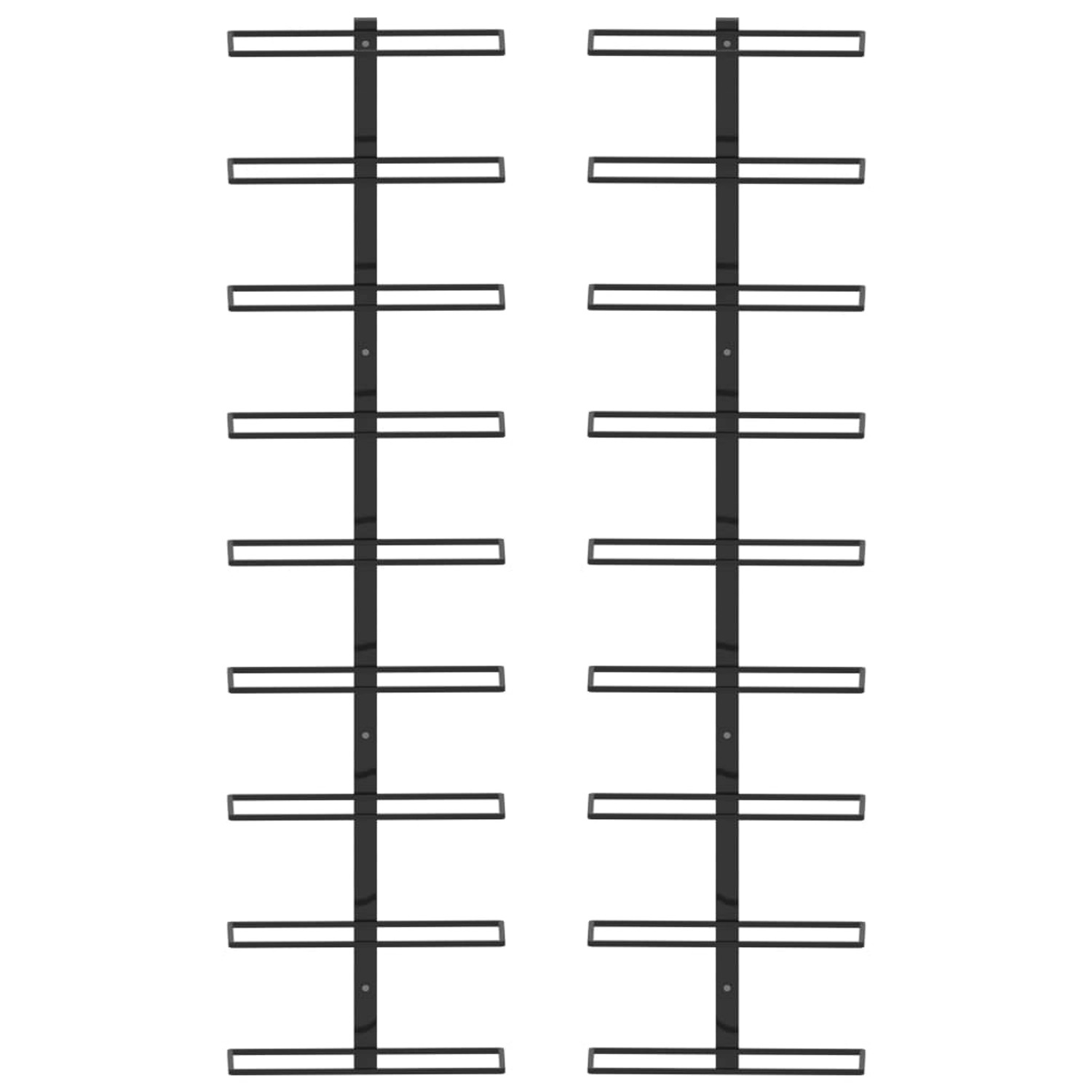 VidaXL Wand-Weinregale für 18 Flaschen 2 Stk. Schwarz Eisen