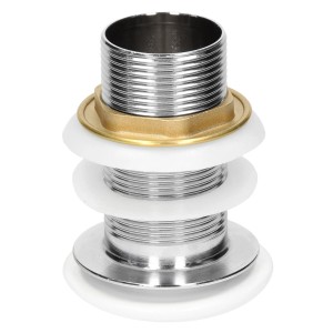 ML-Design Ablaufgarnitur für Waschbecken ohne Überlauf, weiß/Edelstahl.
