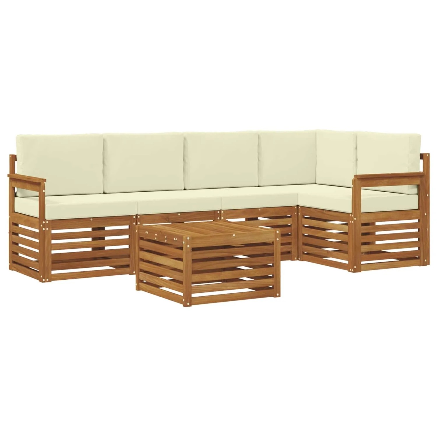 vidaXL Sofagarnituren 6 Tlg Natur und Creme Massivholz Akazie 3374835