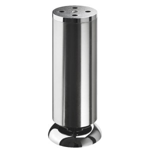 Hettich Möbelfuß, Ø 50 mm, 150 mm hoch, Edelstahl-Optik, höhenverstellbar.