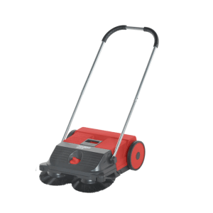 Starmix Haaga 255 Kehrmaschine in Rot/Schwarz mit 25L Behälter und Tellerbesen.