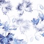 Komar Vliestapete Blue Silhouettes, 350x250 cm, mit blau-weißen Blumenmuster.