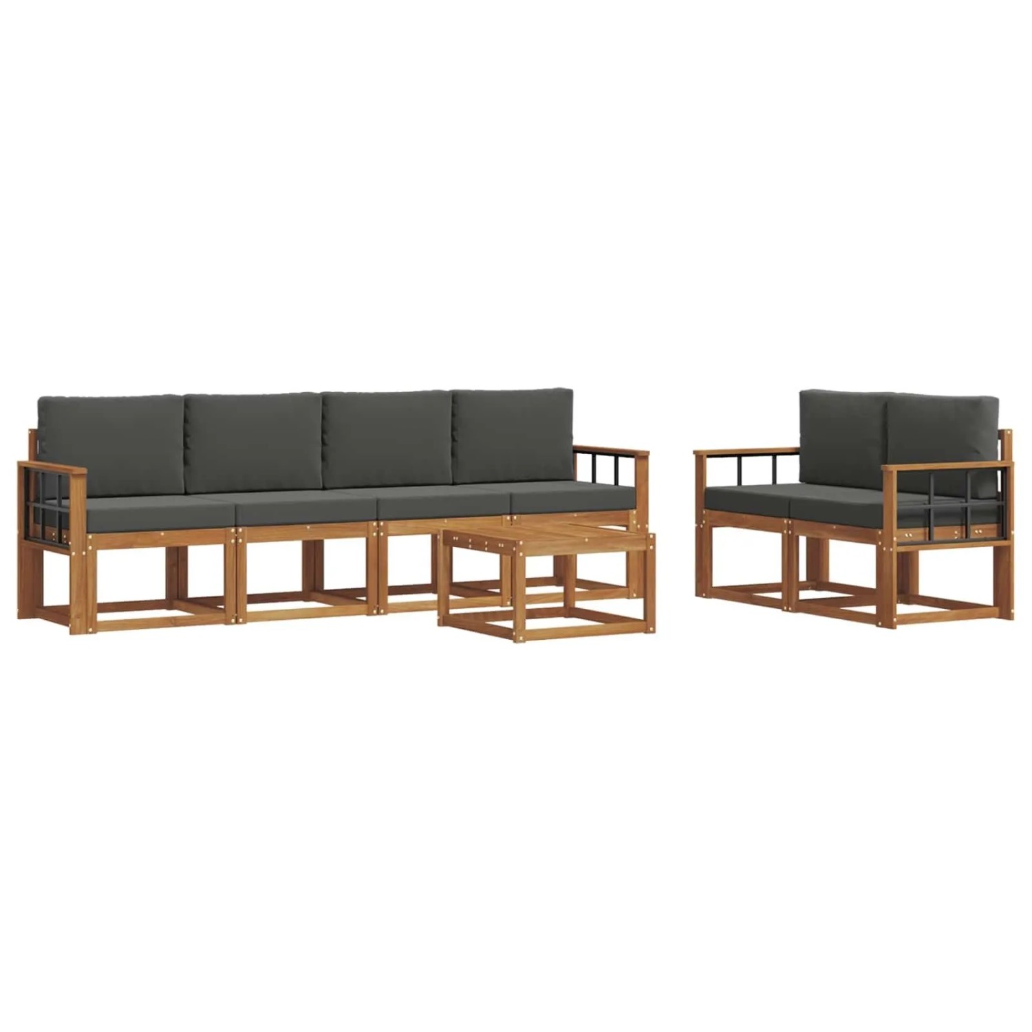 vidaXL Outdoor-Sofagarnitur mit Kissen 7 Stk Natur und Anthrazit 3366055