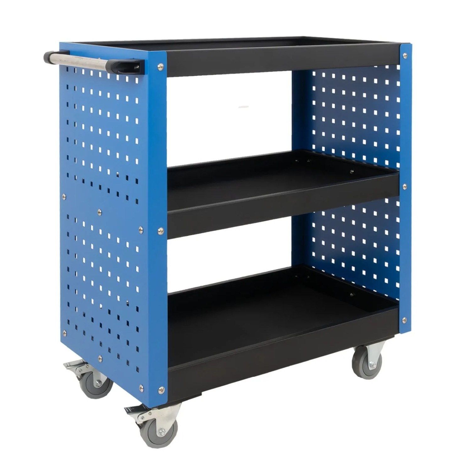 TRUTZHOLM Werkstattwagen 3 Etagen Stahl auf Rollen bis 300kg Tragkraft Blau günstig online kaufen