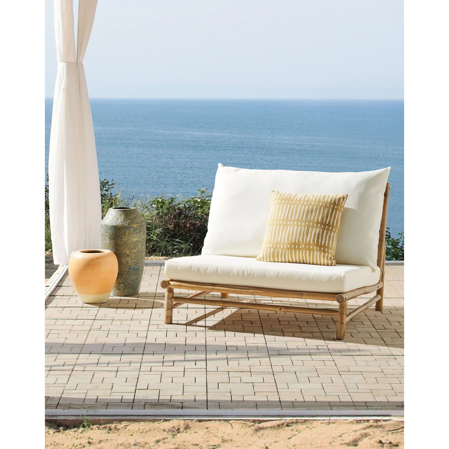 Beliani Balkonsessel Holz Weiss 85 x 102 x 74 cm kaufen bei OBI
