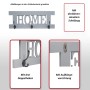 Weiße Wandgarderobe im Shabby-Look mit 3 Doppelhaken und Schriftzug HOME.