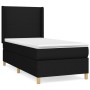 Schwarzes vidaXL Boxspringbett (90x190 cm) mit Matratze und Kopfteil. Bett mit Stoffbezug.