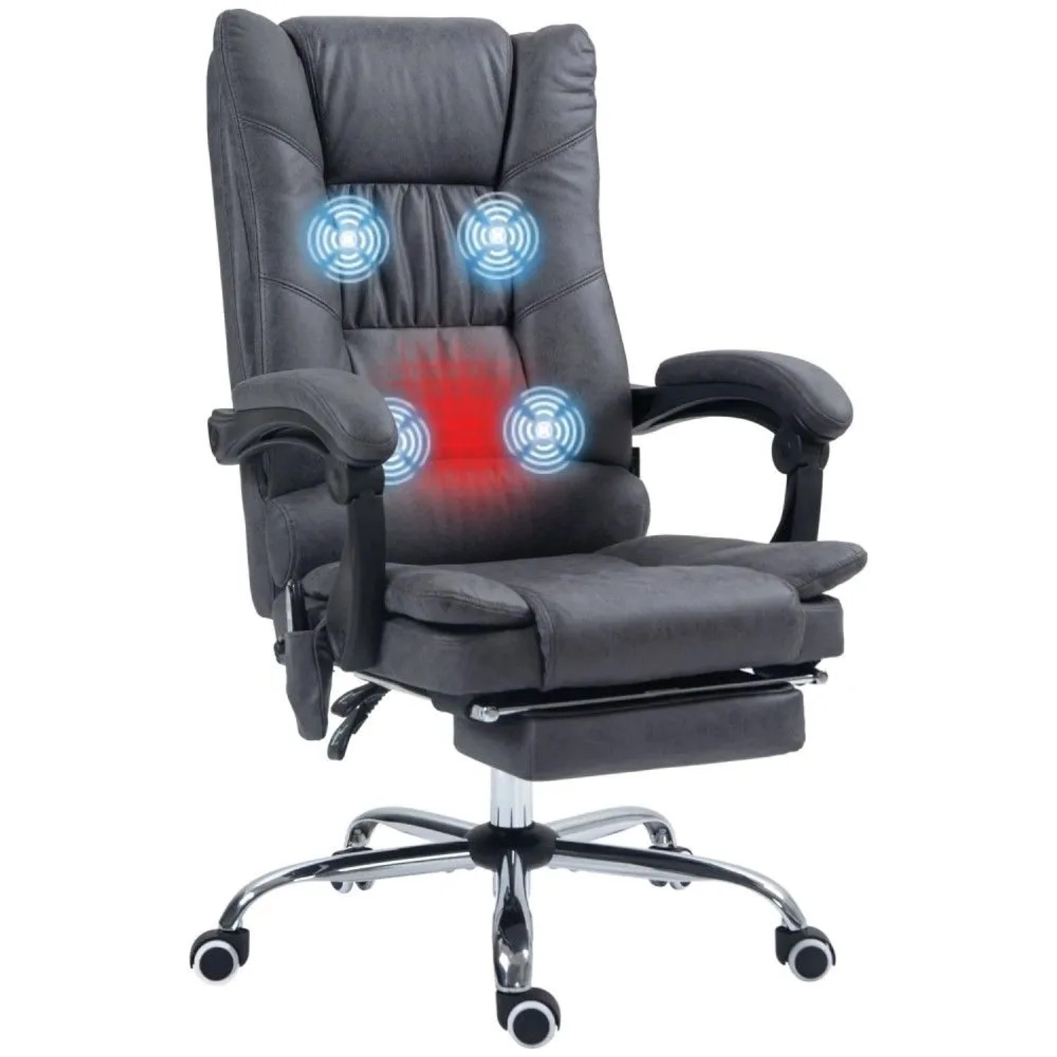 Vinsetto Massage-Bürostuhl 111-119 cm Höhenverstellbar mit Fußstütze