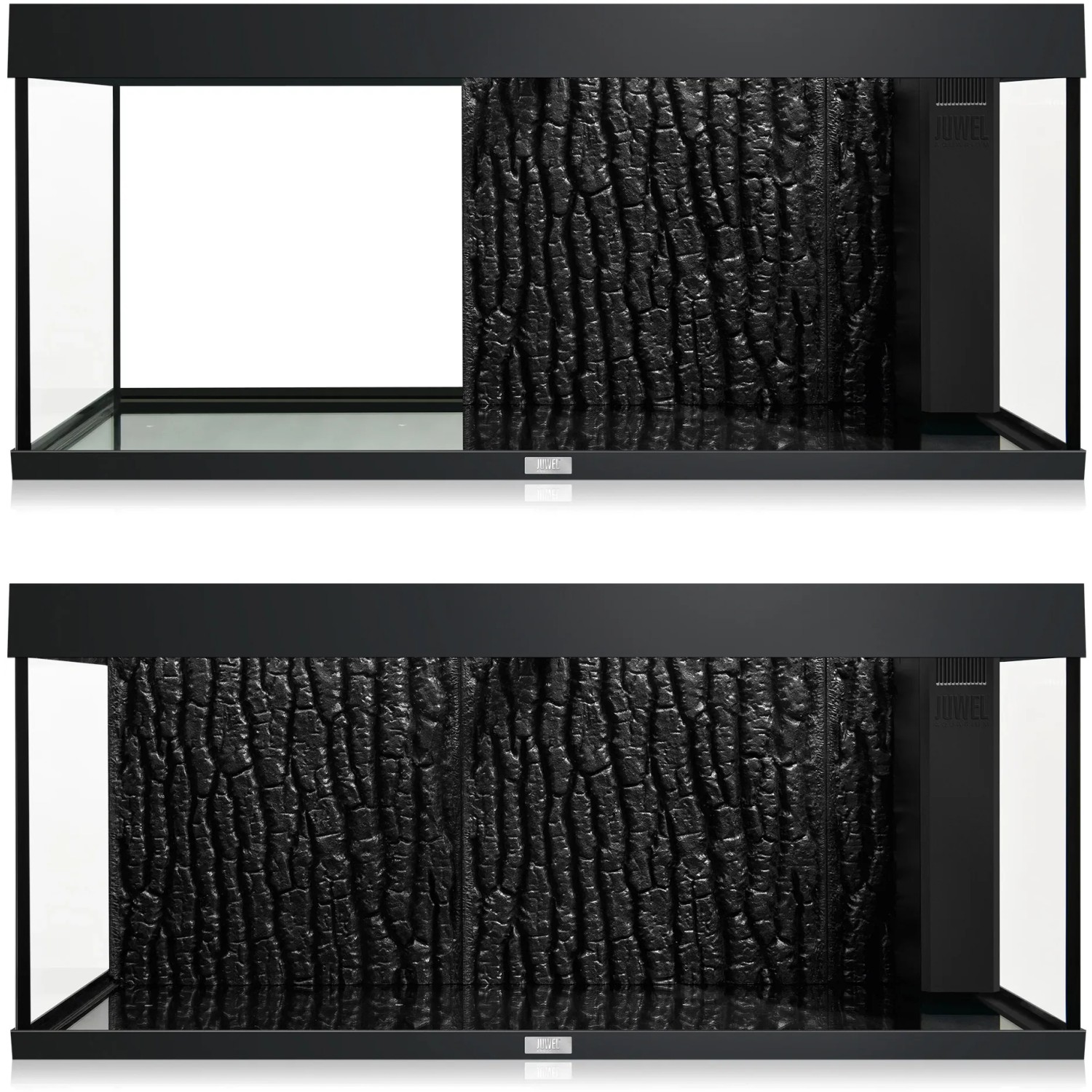 Juwel Strukturrückwand STR 600 im Aquarium, Rindenoptik, schwarz.