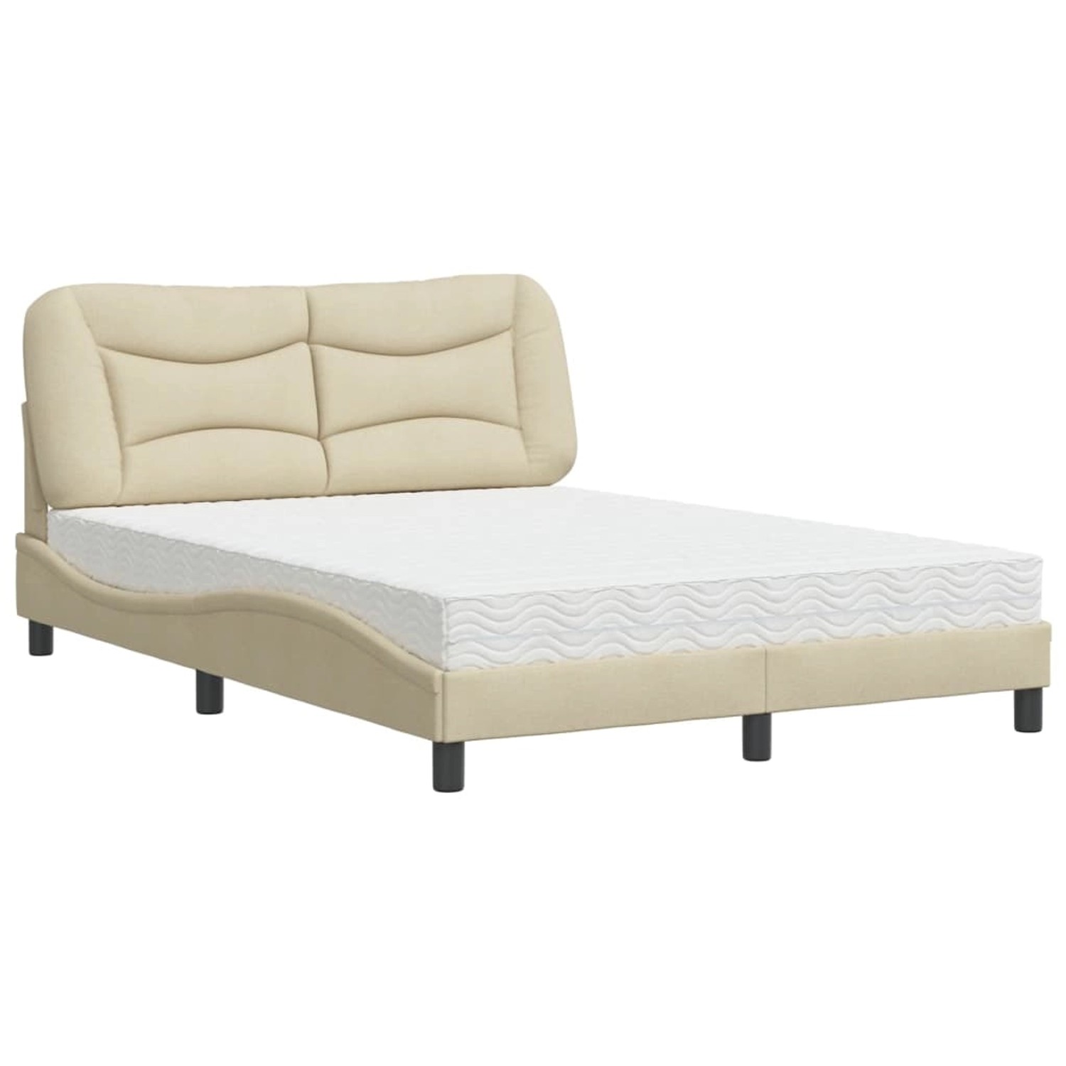 Image of vidaXL Bett mit Matratze Creme 120x200 cm Stoff Modell 12008040