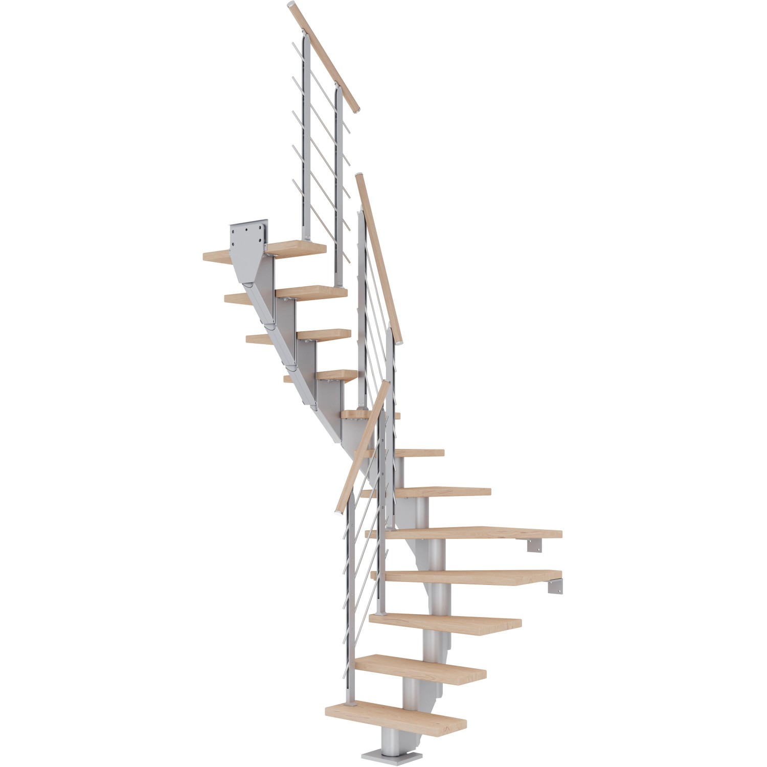 Dolle Mittelholmtreppe Frankfurt Eiche Weiß Perlgrau GH b. 258cm 1/2 - gew. günstig online kaufen