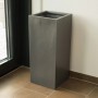 Anthrazit-metallic Fiberglas Pflanzkübel Säule, 38x38x70cm, für Innen- und Außenbereich.