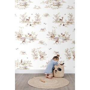 ESTAhome Fototapete Hirsche (Grün/Braun, 200x279cm) im Kinderzimmer.