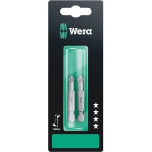 Wera Bit-Set, 2 Kreuzschlitz-Bits PH2, 50mm lang, mit Torsionzone für längere Lebensdauer.