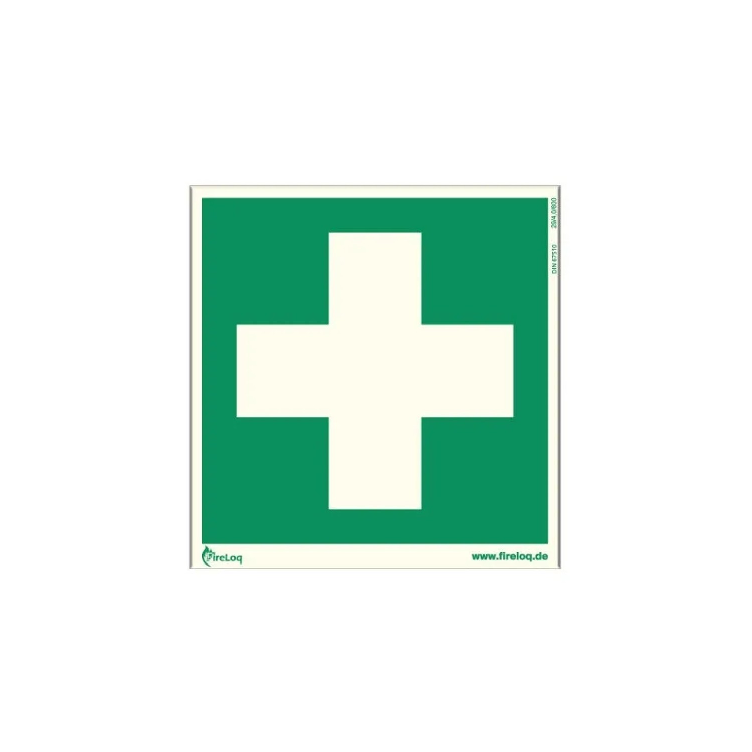 Erste Hilfe Symbol 15cm Kunststoffplatte Selbstklebend Nachleuchtend