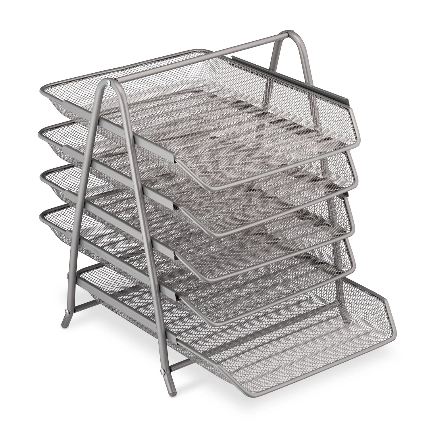 Relaxdays Dokumentenablage Stahl Silber 5 Fächer 37,5 cm x 30 cm x 35 cm 1,7 kg