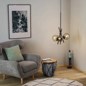 Lucande Pendelleuchte Sotiana 9639643 Design Modern in Schwarz aus Metall 3-flammig E14 Wohnzimmerleuchte