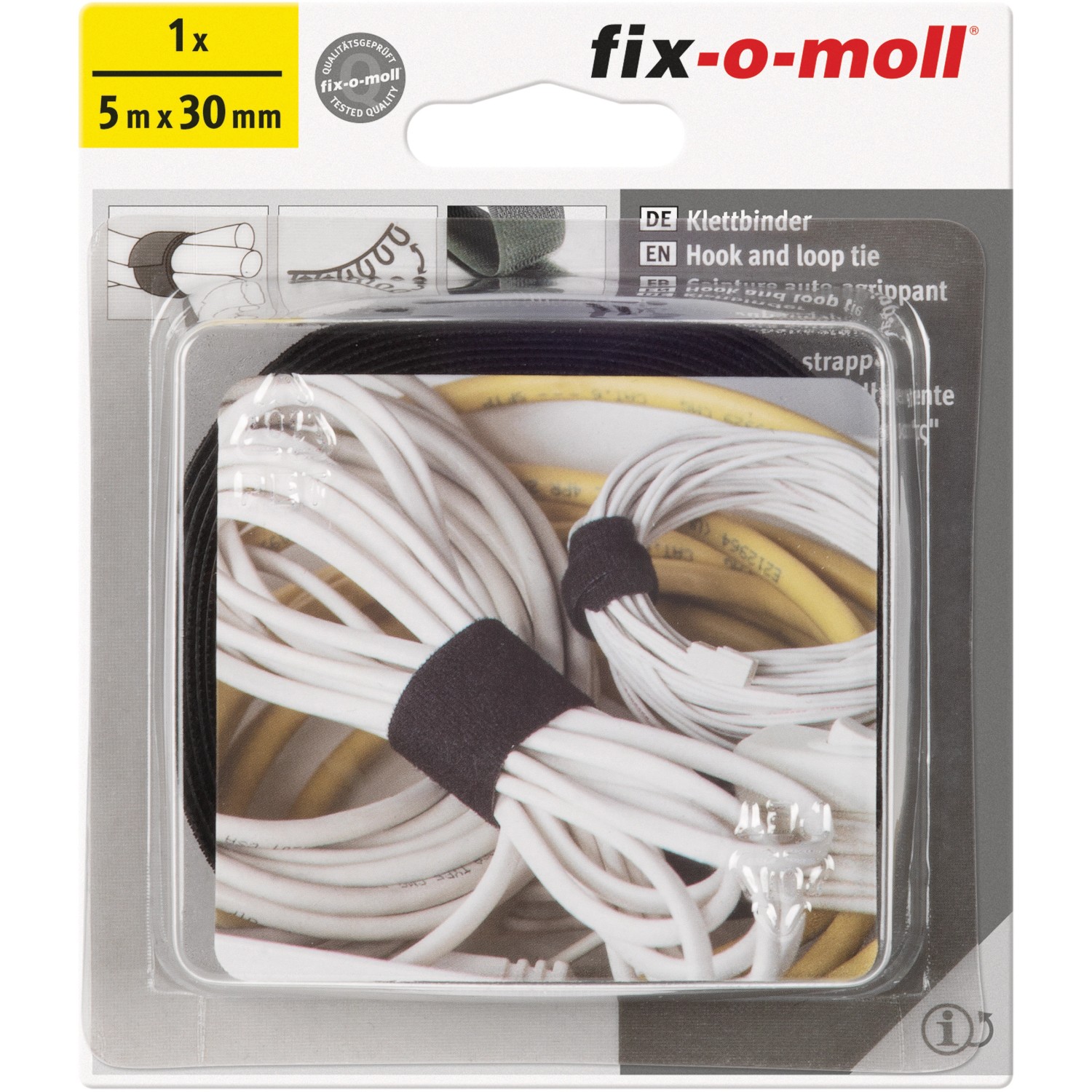 Fix-o-moll Klett-Binder Schwarz 5 m x 30 mm günstig online kaufen