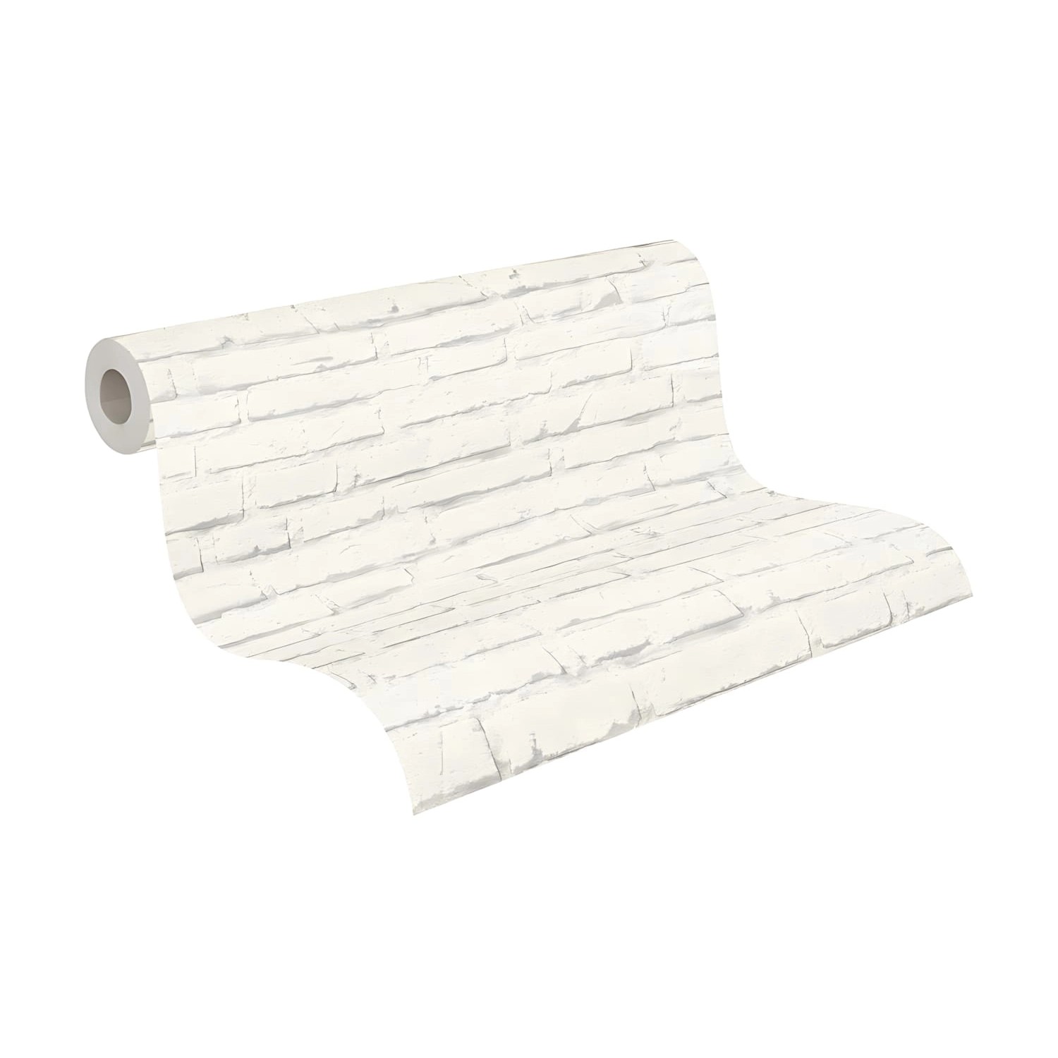 Rolle PROFHOME Vliestapete in Steinoptik, matt grau-weiß.