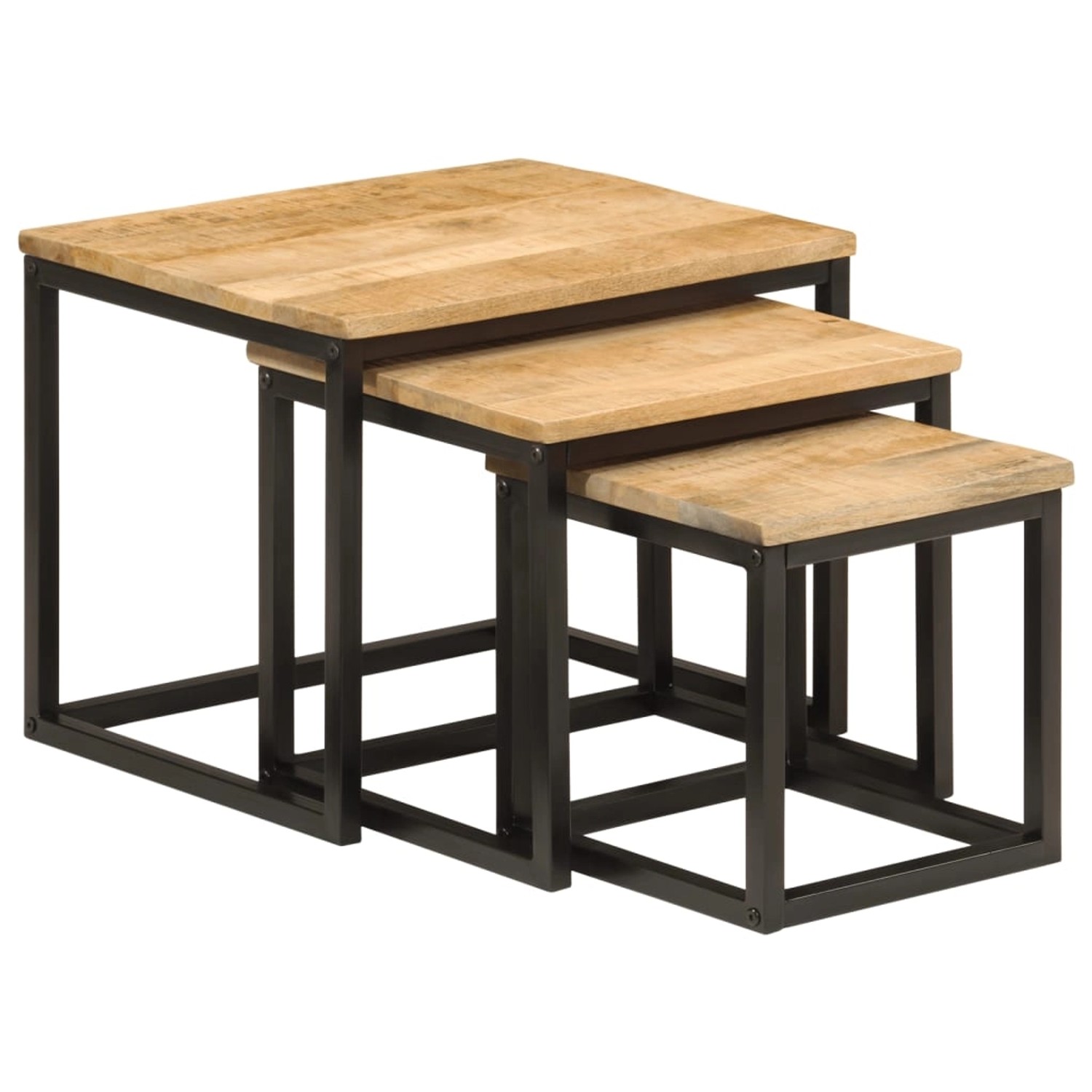 vidaXL Satztische 3 Stk. Massivholz Mango und Eisen 358569 günstig online kaufen