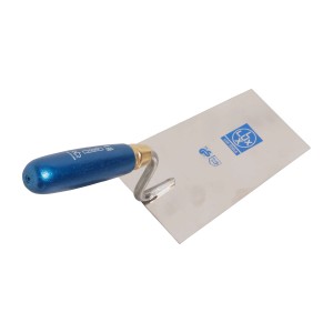 LUX Stuckateurkelle/Putzkelle 160 mm, rostfreier Stahl mit blauem Holzgriff.