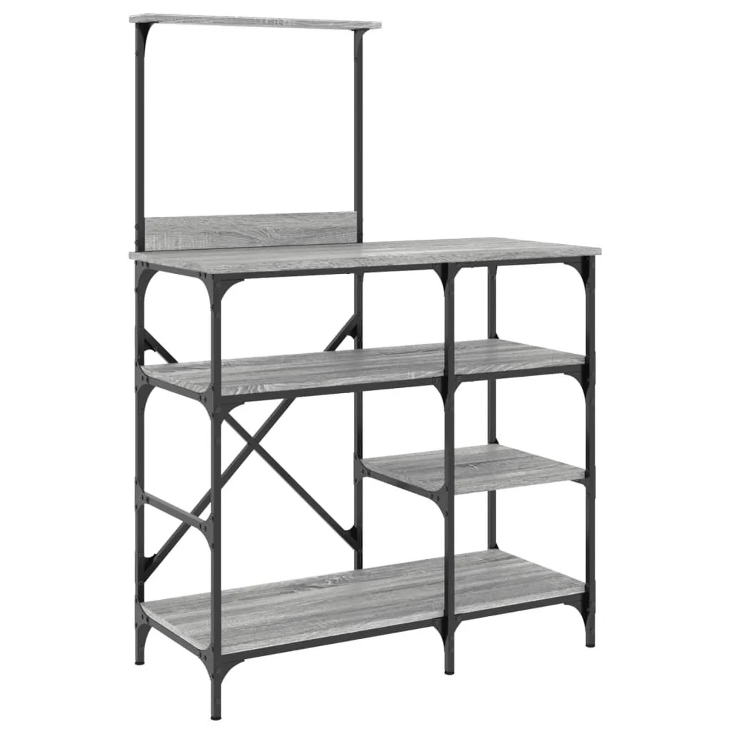 vidaXL Bäckerregal Grau Sonoma 90x40x132 cm Holzwerkstoff und Metall 845419