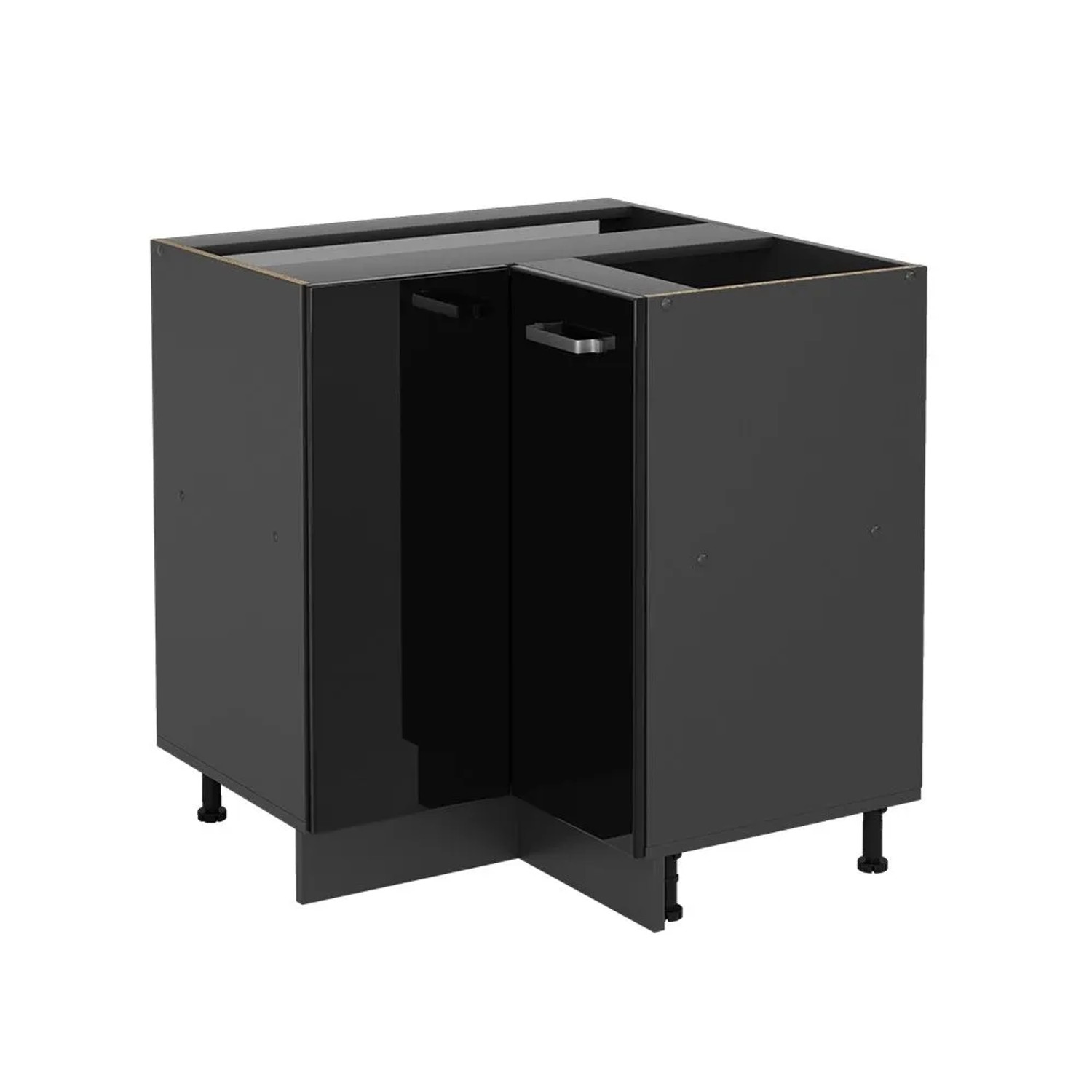 Vicco Eckunterschrank R-Line Schwarz Hochglanz Anthrazit 76 cm ohne Arbeitsplatte