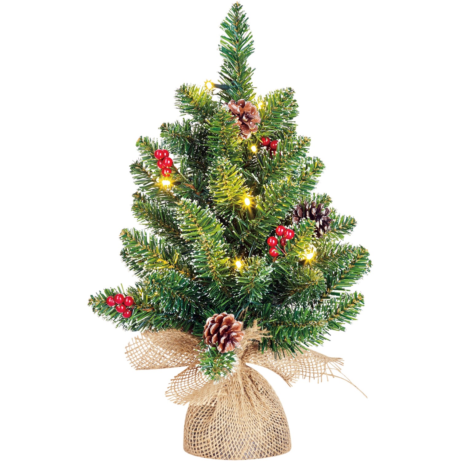 Black Box Trees Künstlicher Weihnachtsbaum Creston Jute Frosted 15 LED 45 cm