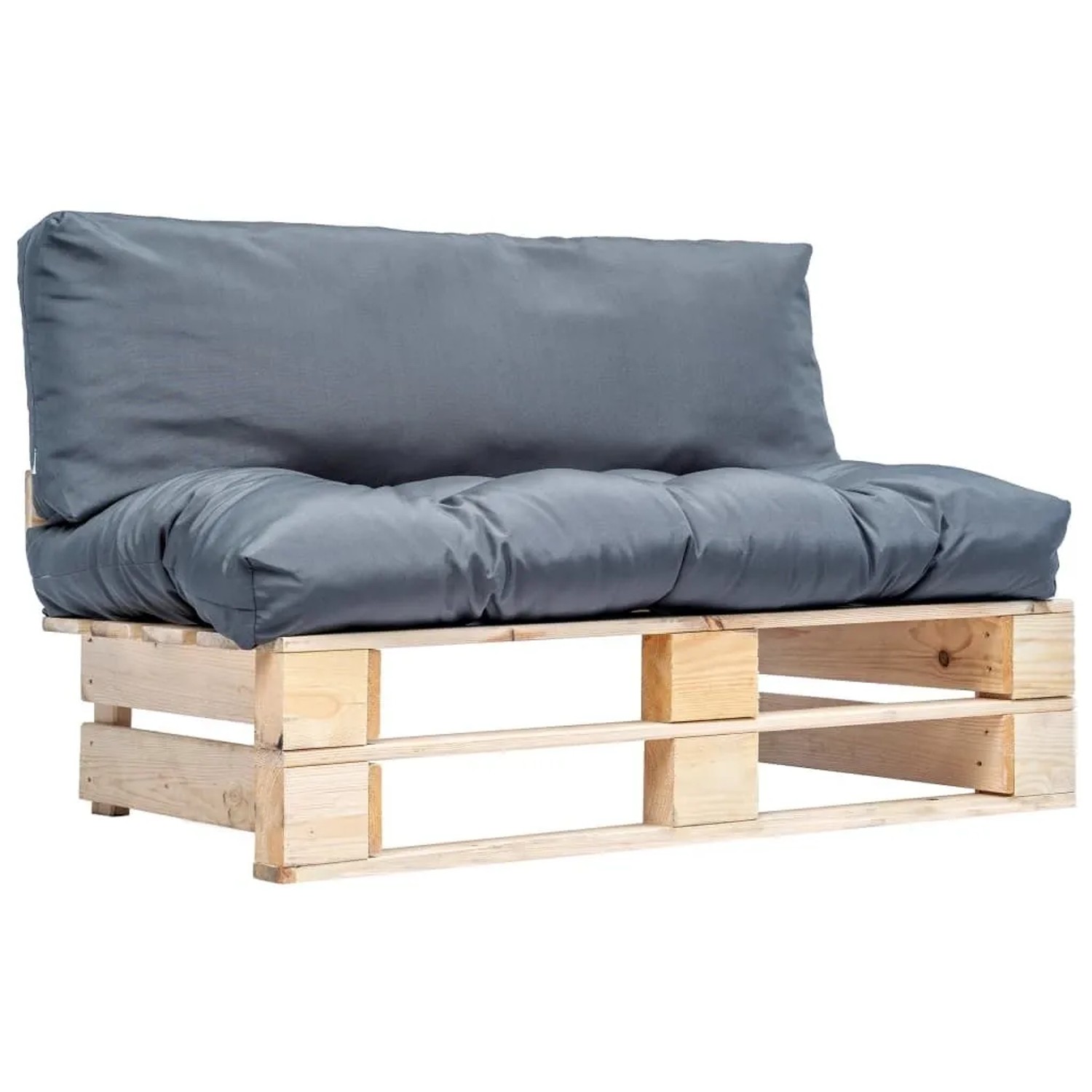 vidaXL Outdoor-Sofa Paletten mit Kissen in Grau Kiefernholz 277477