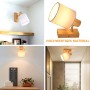NETTLIFE Deckenstrahler Holzfarbe mit weißem Stoffschirm, drehbar, für Wand & Decke. Modernes Design.