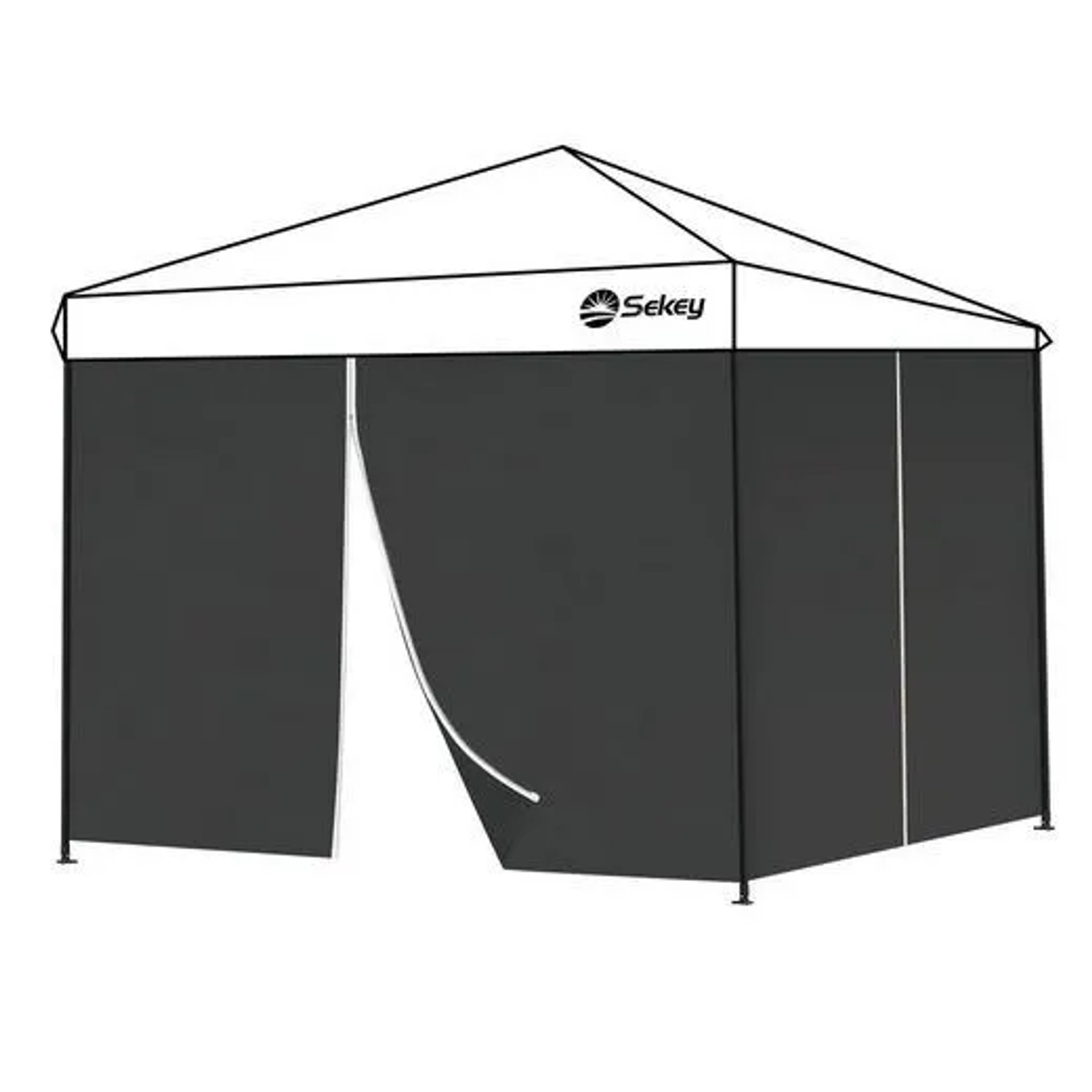 Sekey Pavillonseitenteile 2er Set mit Reißverschluss Für 3x3 m 3x6 m 3x9 m Pavillon