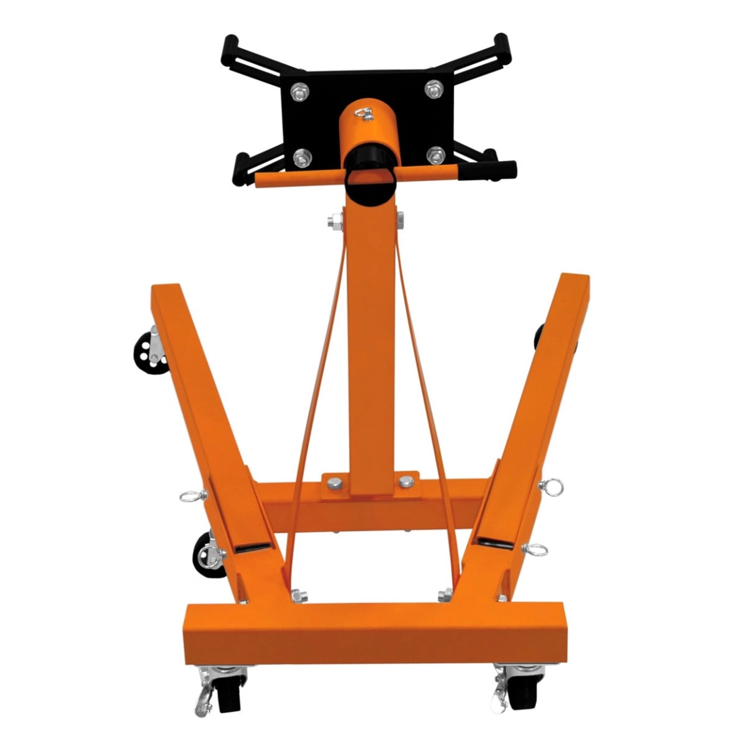 Monstershop T-Mech Motorständer, 900kg Tragkraft, orange, mit Rollen für Autozubehör.
