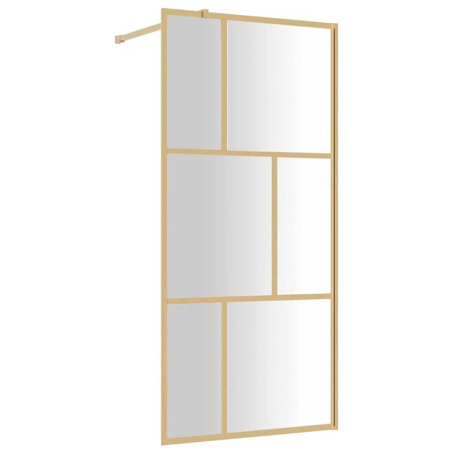 vidaXL Duschwand für Begehbare Dusche mit ESG Klarglas Golden 80x195cm 154953