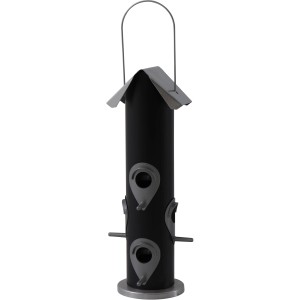 Siena Garden Vogelfutterspender, schwarz/silber, mit Aufhängung für Wildvögel.