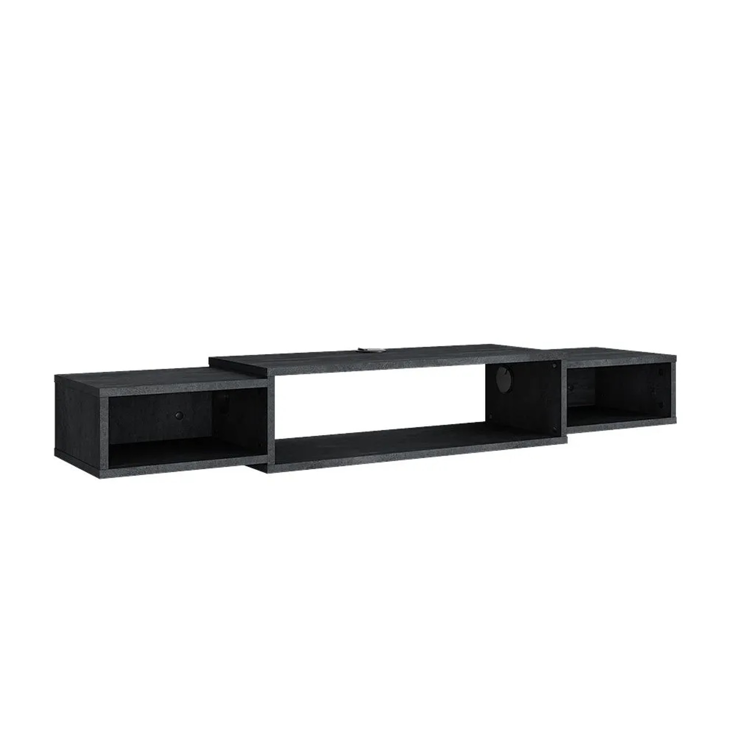 Vicco TV-Schrank Nordic Schwarz Beton 140 x 20 mit Offenen Regalen