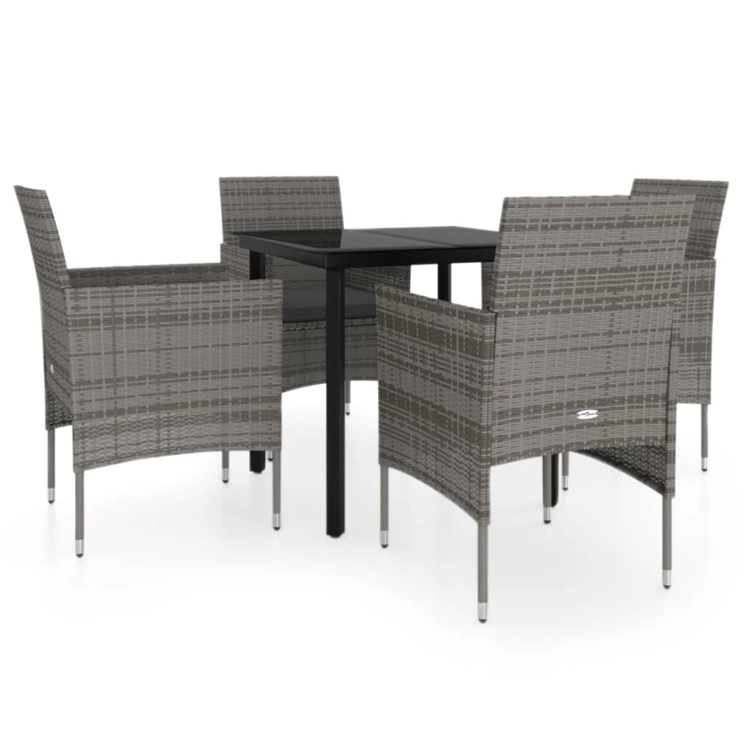 vidaXL 5-Tlg Garten-Essgruppe mit Kissen Grau und Schwarz 3099288