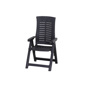 Progarden Klappsessel in Silber-Anthrazit, Gartenstuhl aus wetterfestem Polypropylen in Holzoptik.