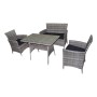 Acamp Lounge-Set Nina, 4-teilig, grau-meliert. Gartenmöbel mit Tisch, Sofa und Sesseln mit anthrazitfarbenen Kissen.
