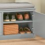 SoBuy Schuhbank FSR131-HG, grau, mit Sitzkissen und 4 Fächern zur Schuhaufbewahrung.