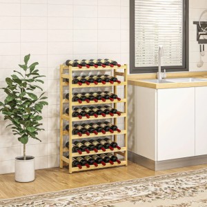 HOMCOM Weinregal aus Holz für 42 Flaschen, 7 Ebenen, mit Kippschutz. Naturholz.
