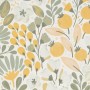 Erismann Vliestapete La Terrasse Jardin Poetique mit floralem Muster in Beige und Grün.
