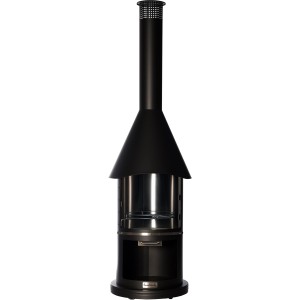 Buschbeck Edelstahlgrill Auckland Schwarz: Moderner Grillkamin mit doppelwandigem Brennraum und höhenverstellbarem Grillrost.