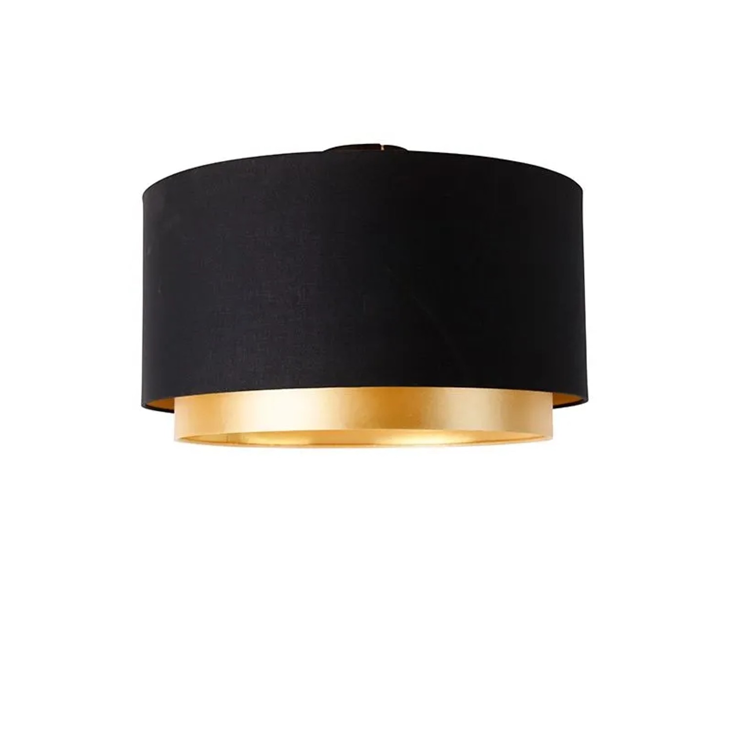 QAZQA Moderne Deckenleuchte Schwarz mit Goldenem 47 cm Duo Schirm Combi