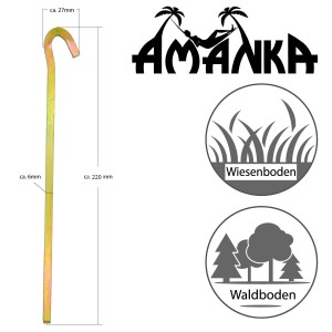 AMANKA Vierkant Zelt Hering, 220x6mm, 5er Set, braun. Camping Zubehör für festen Halt.