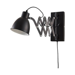 Lindby Wandleuchte Wandlampe Innen Merle 9621726 Modern in Schwarz aus Metall 1-flammig E14 Schlafzimmerleuchte
