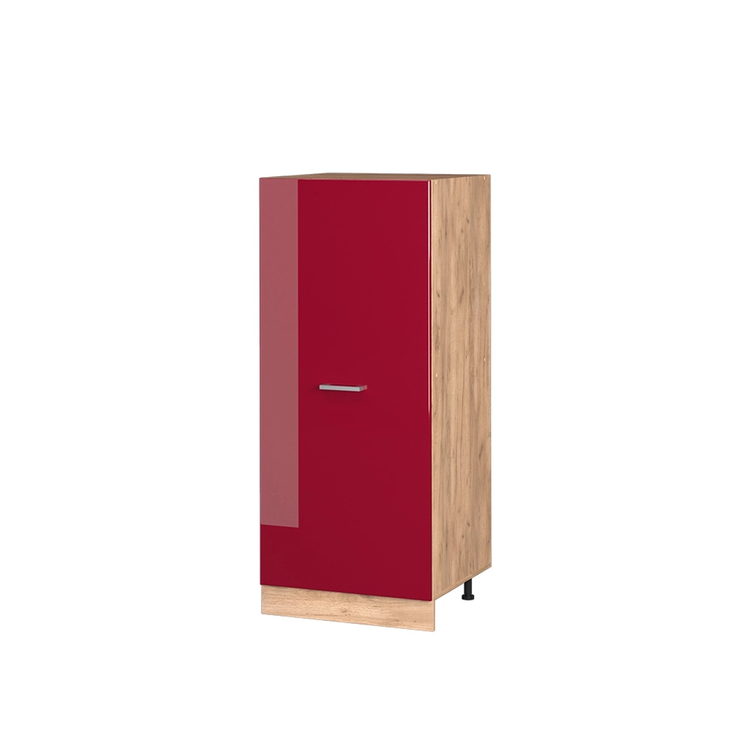 Vicco Hochschrank R-Line Küchenkommode Bordeaux Hochglanz/Goldkraft Eiche 60 cm