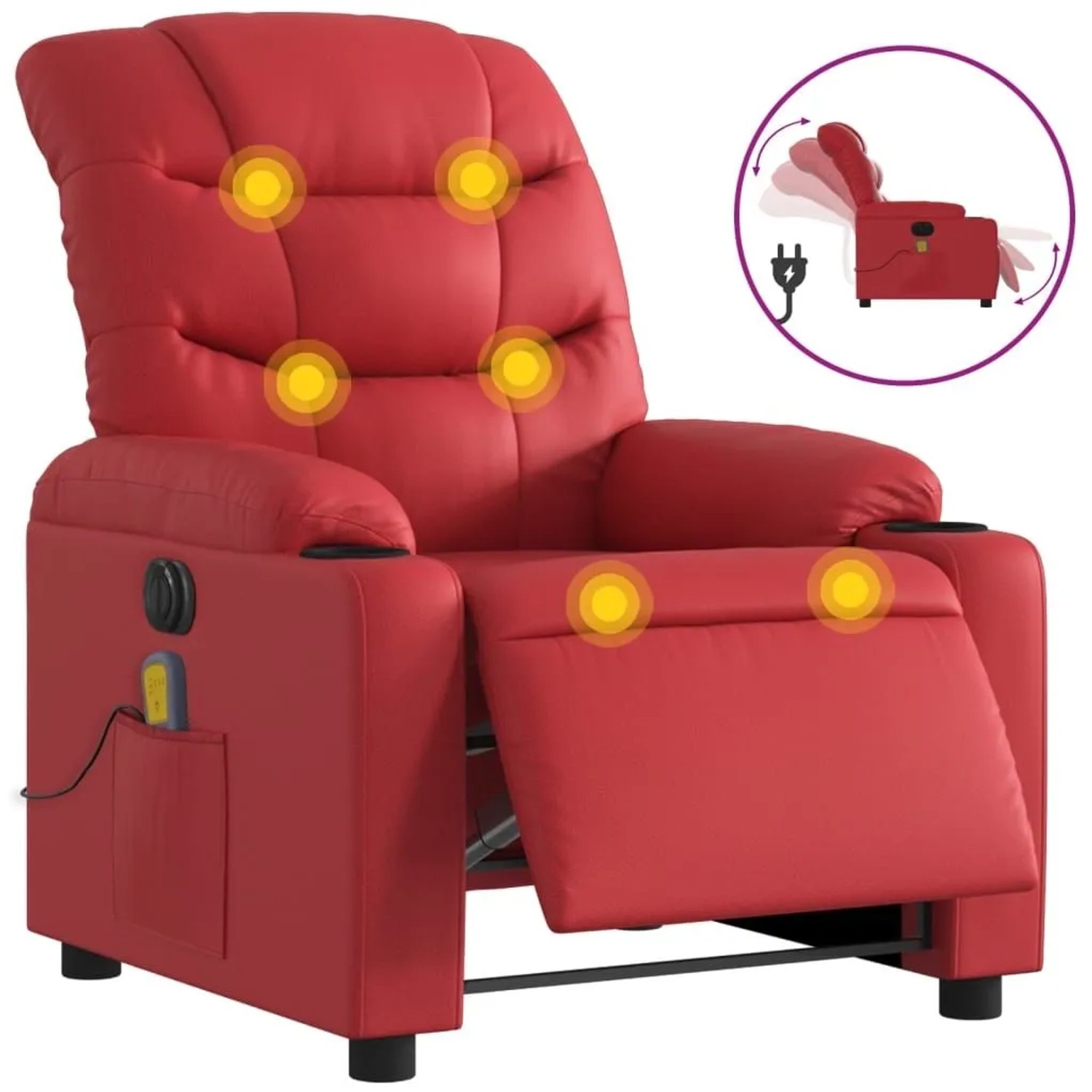 vidaXL Massagesessel Elektrisch Rot Kunstleder 3206597_3