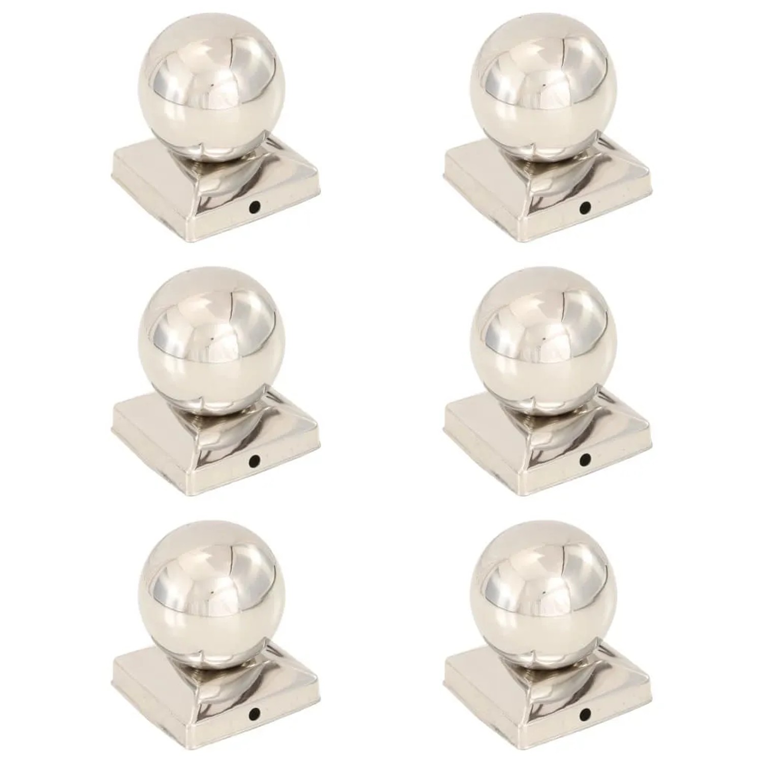 vidaXL Pfostenkappen 6 Stk Kugelform Edelstahl 81 x 81 mm 145495 günstig online kaufen