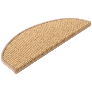 Halbrunde, beige Sisal Stufenmatte "Pearl" für Treppen, rutschfest und schalldämmend.