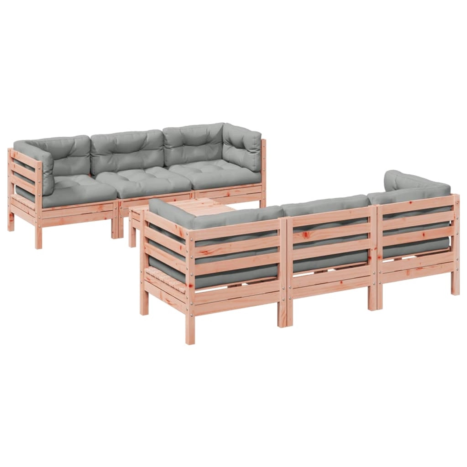 vidaXL 7-Tlg Garten-Sofagarnitur mit Kissen Massivholz Douglasie 3299306 günstig online kaufen